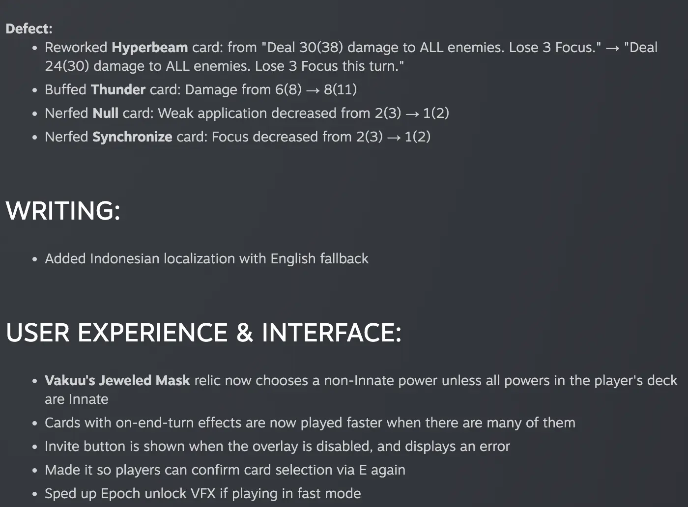 Hyperbeam rework in Slay the Spire 2 Beta v0.111.0 showing temporary Focus loss